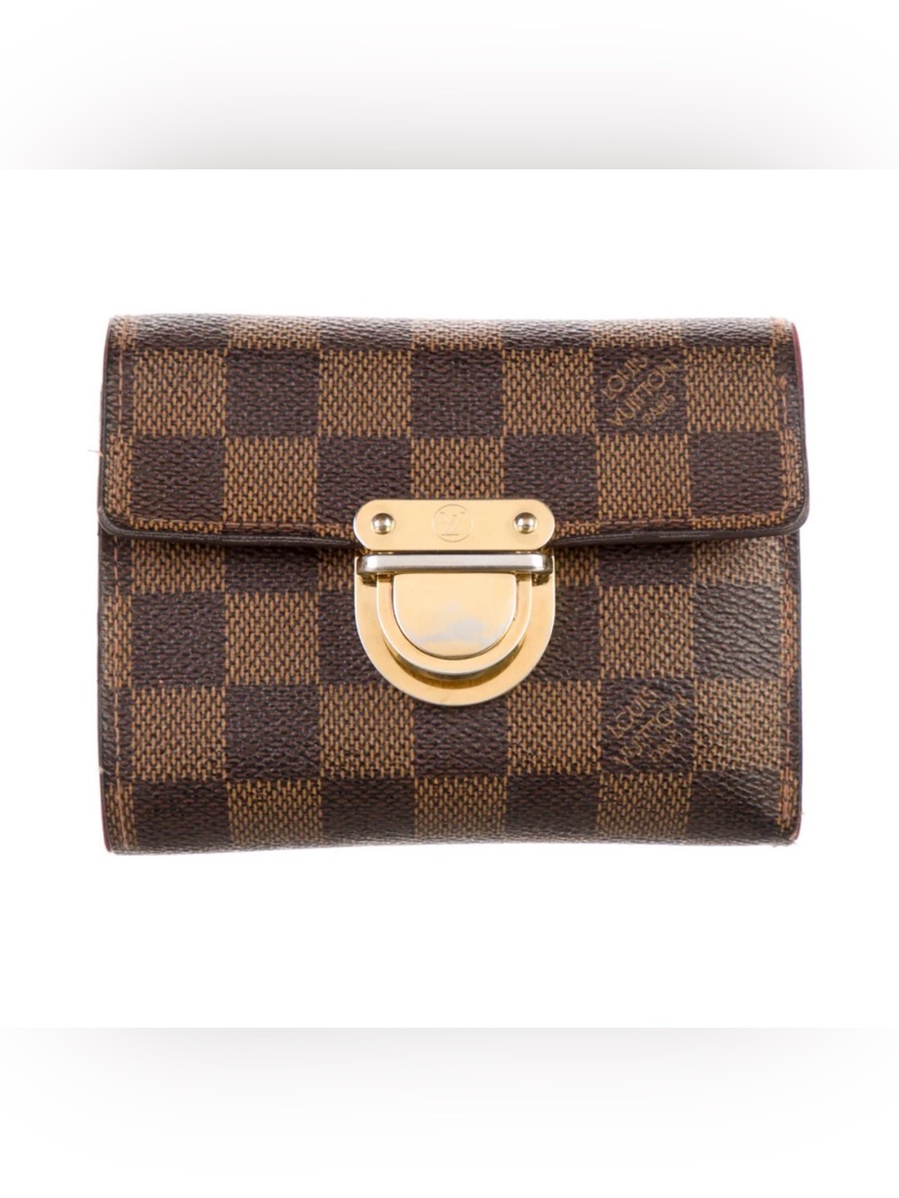 Louis Vuitton Brown Damier Ebene Compact Wallet with Gold Hardware